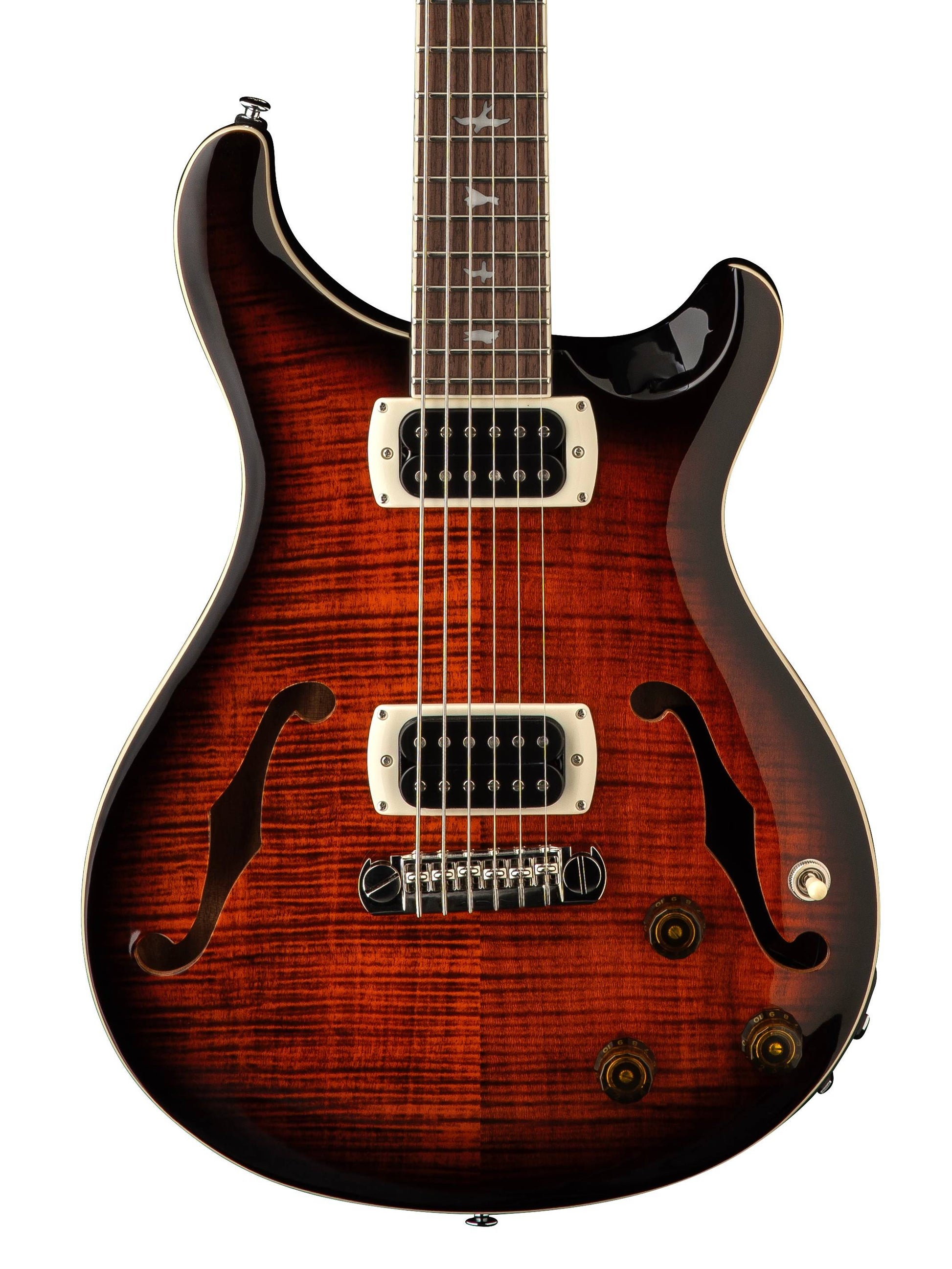 PRS SE Ed Sheeran Hollowbody I Piezo Baritone Electric Guitar in Orange Tiger Smokeburst