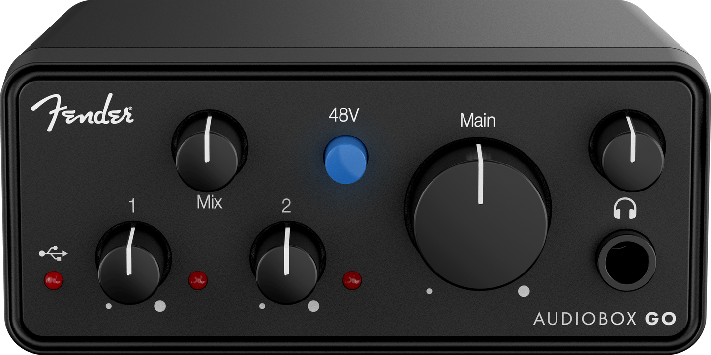 Fender AudioBox GO Ultra-Compact Mobile 2x2 USB-C Audio Interface in Black