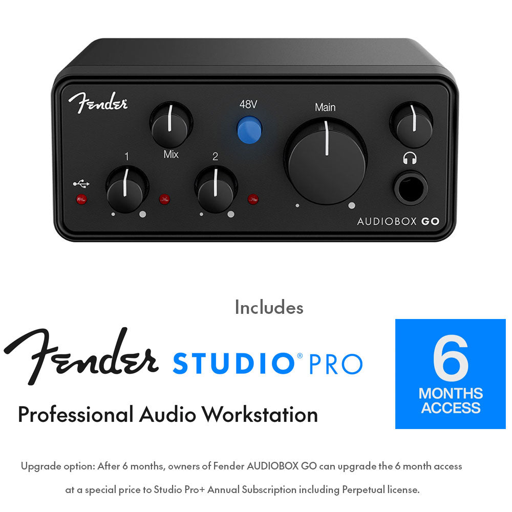 Fender AudioBox GO Ultra-Compact Mobile 2x2 USB-C Audio Interface in Black