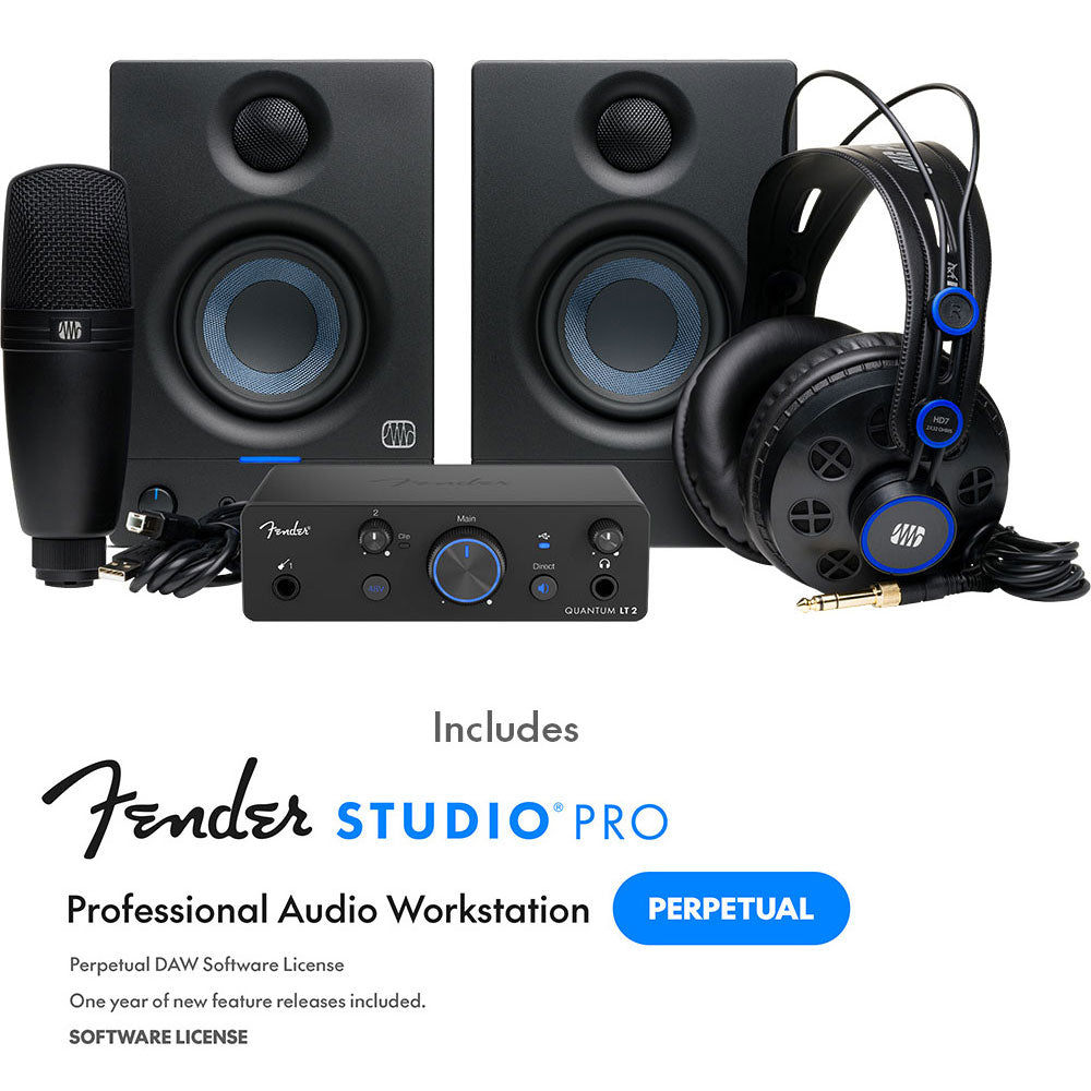 Fender Quantum LT2 Complete Bundle with Interface, Headphones, Mic & Eris35 Speakers