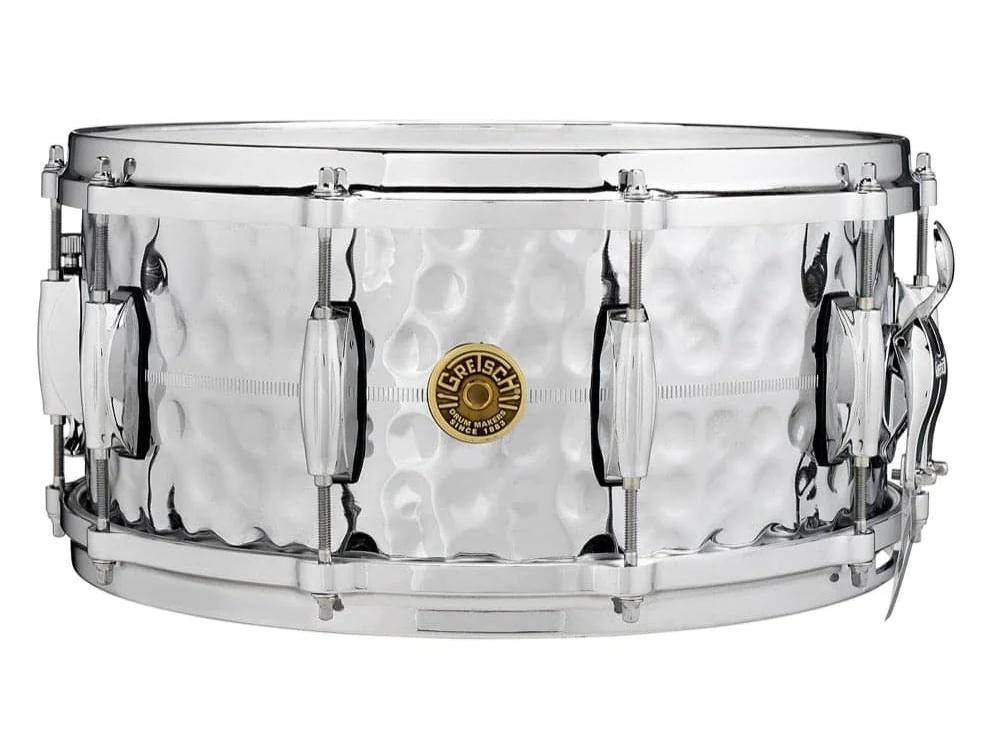 Gretsch USA Custom Series 6.5" x 14" Hammered Chrome Over Brass Snare Drum