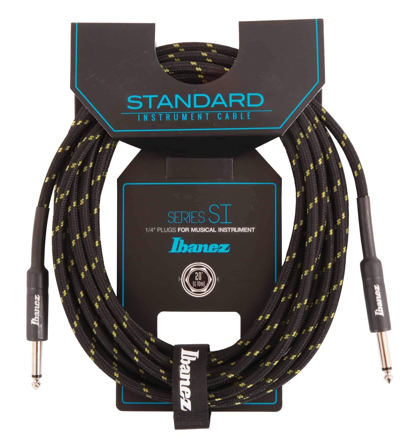 Ibanez SI20 20ft Woven Guitar Cable in Black & Green
