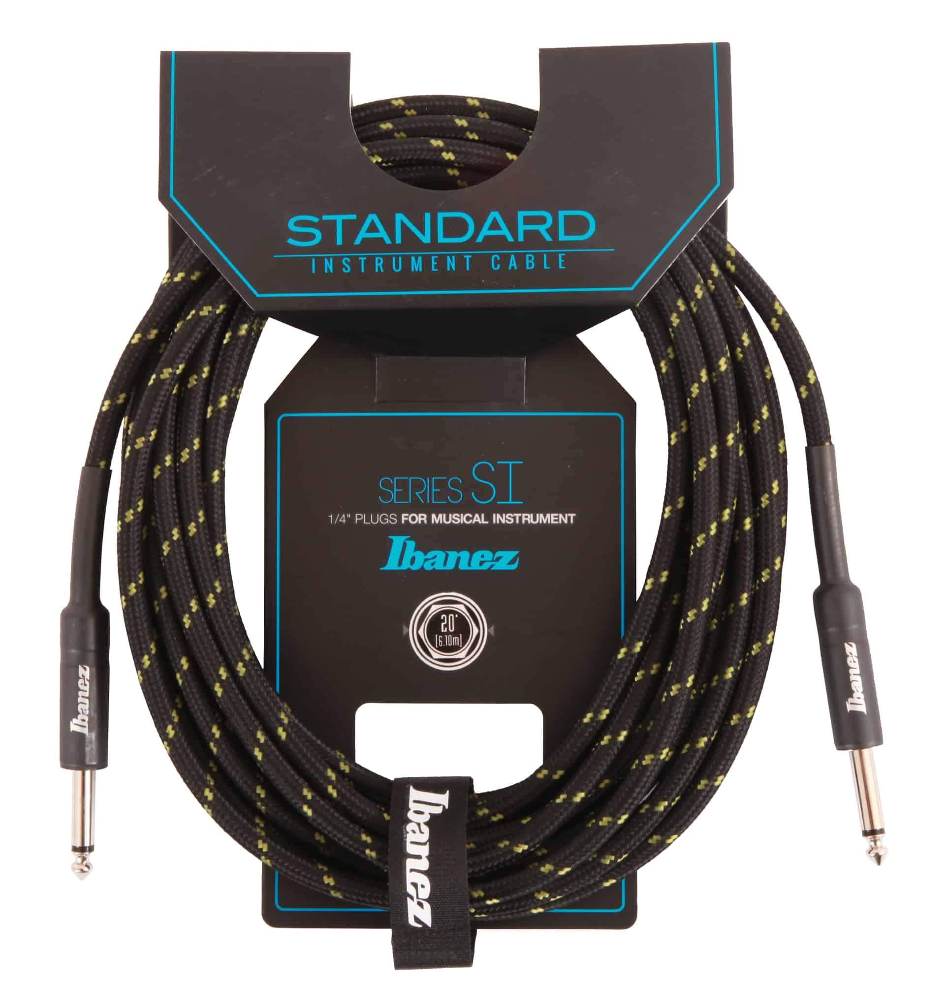 Ibanez SI20 20ft Woven Guitar Cable in Black & Green