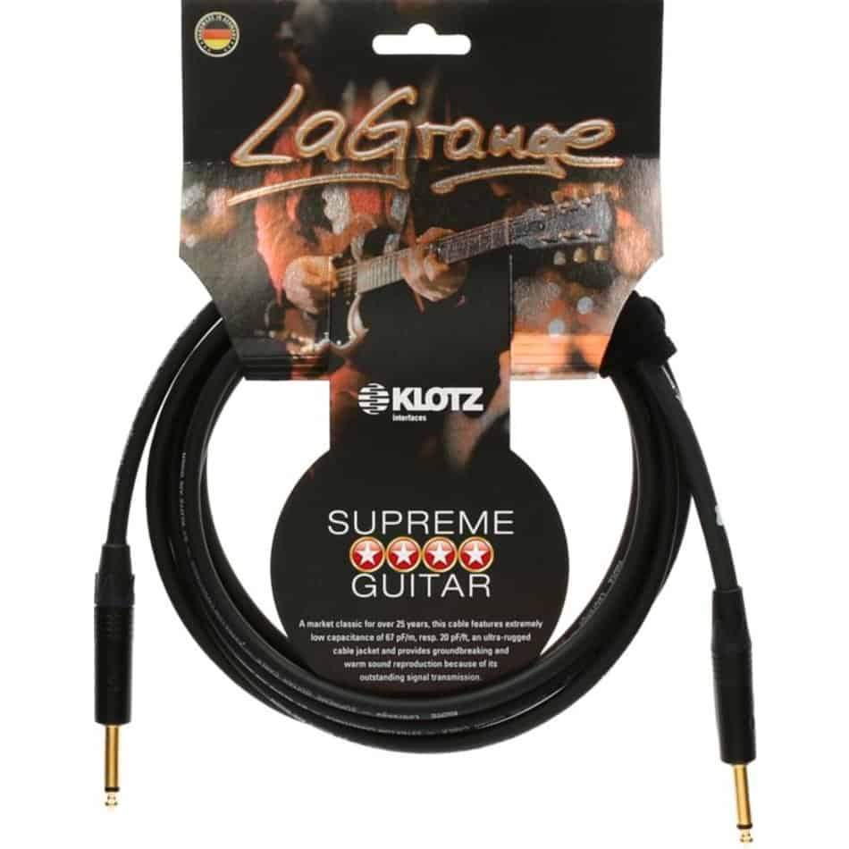 Klotz LaGrange 6m Jack & Jack Gold Tip Guitar Cable in Black
