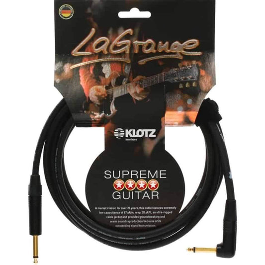 Klotz LaGrange 6m Jack & Angled Jack Guitar Cable in Black