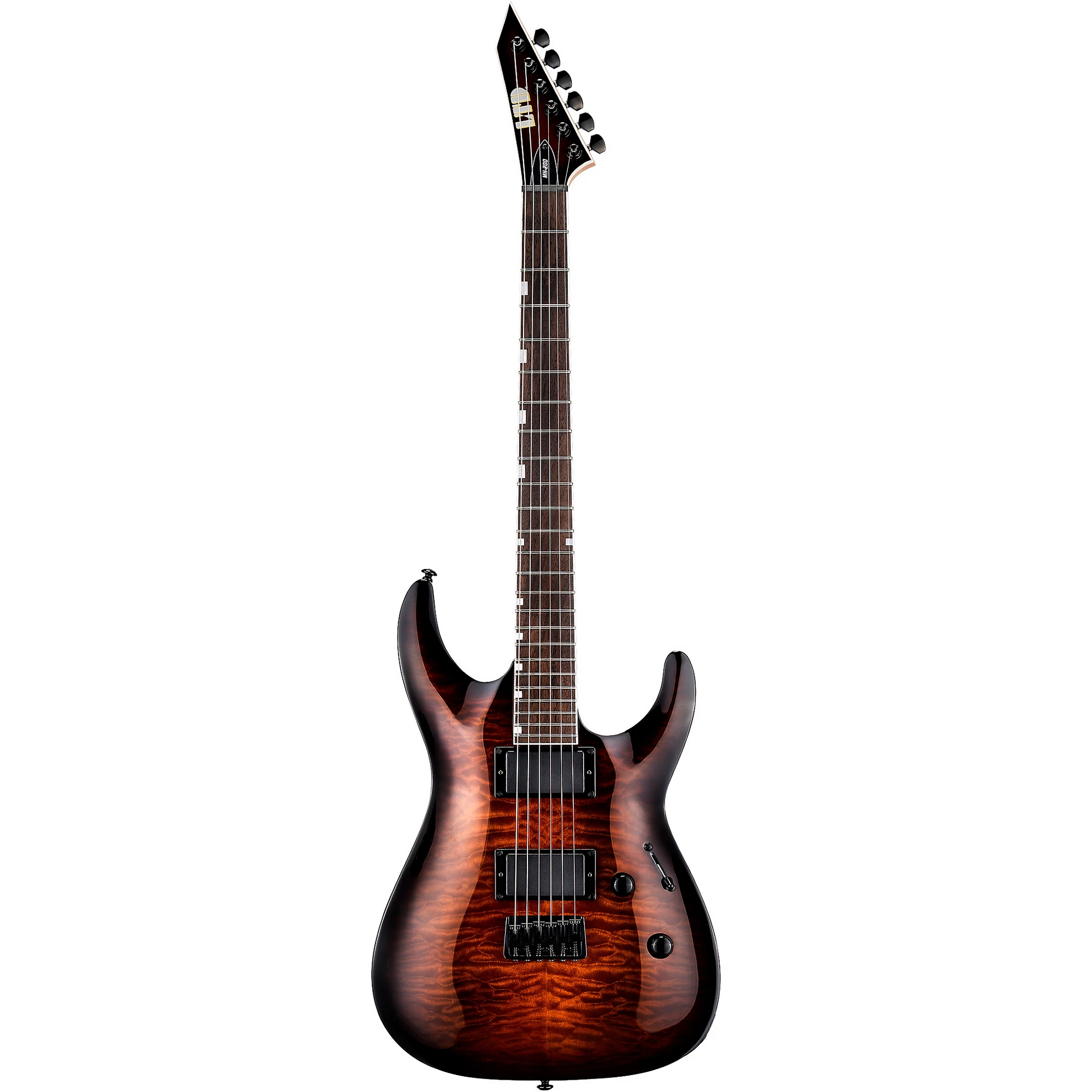 ESP LTD MH 200 HT QM Electric Guitar in Dark Brown Sunburst