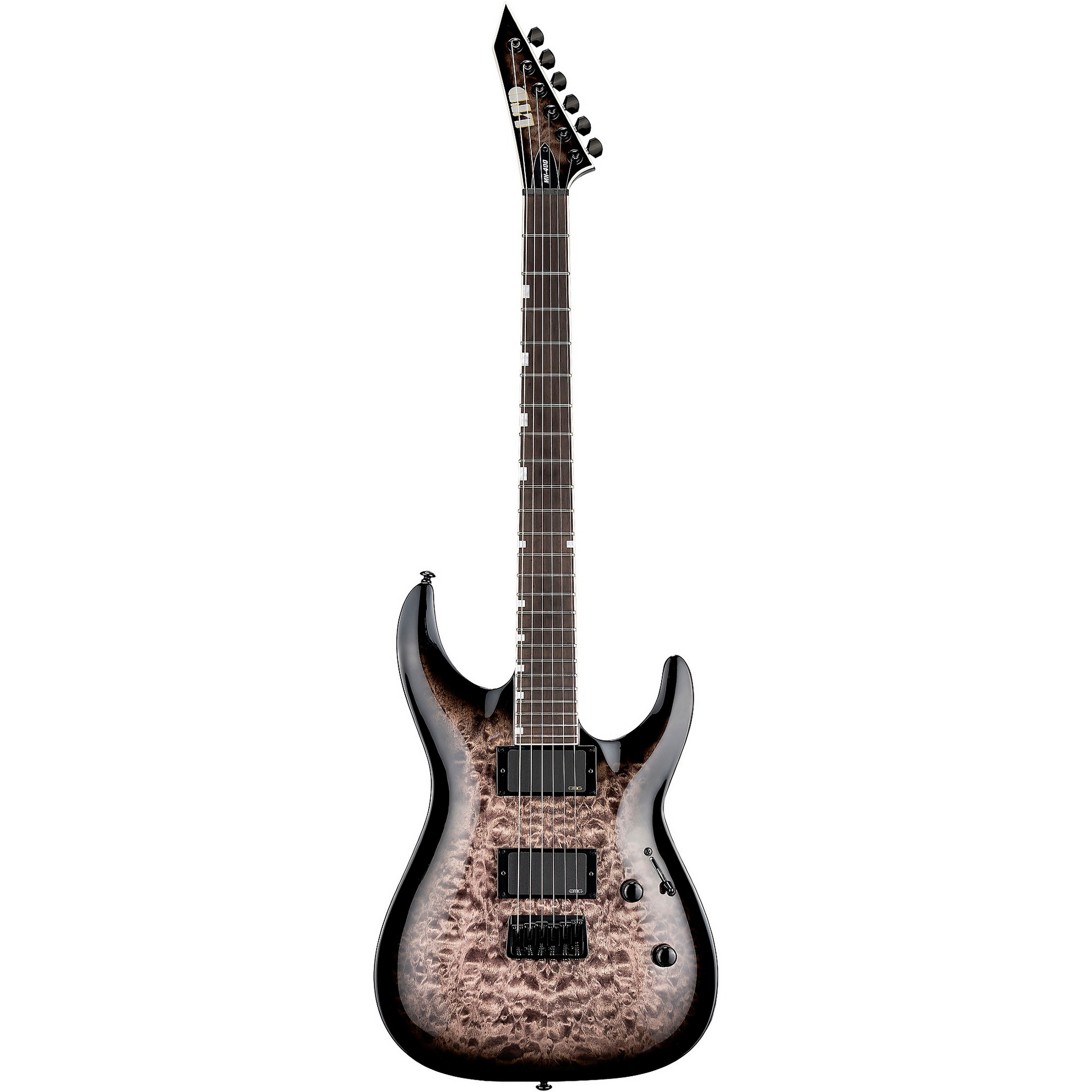 ESP LTD MH 400 HT QM Electric Guitar in See Thru Black Sunburst