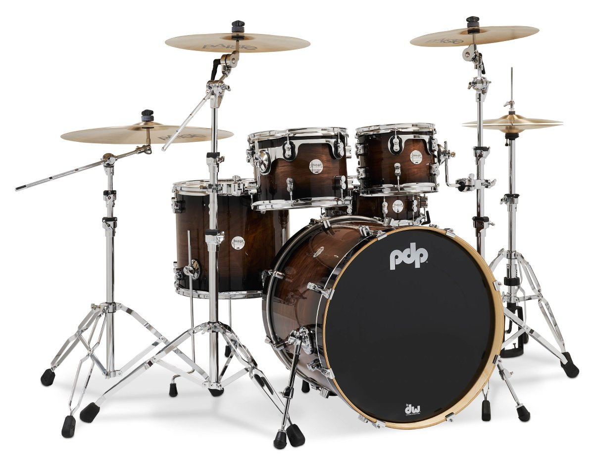 PDP Concept Maple Exotic 5 Piece Shell Pack in Walnut to Charcoal Burst