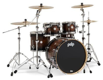 PDP Concept Maple Exotic 5 Piece Shell Pack in Walnut to Charcoal Burst