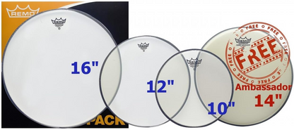 Remo 14" Emperor Clear Rock Ambassador Pro Pack