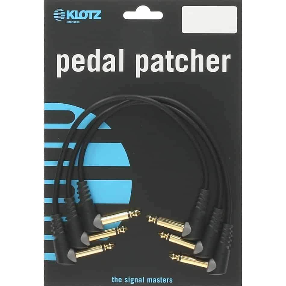 Klotz Pedal Patcher 30cm Angled Jacks x 3 Patch Cable in Black