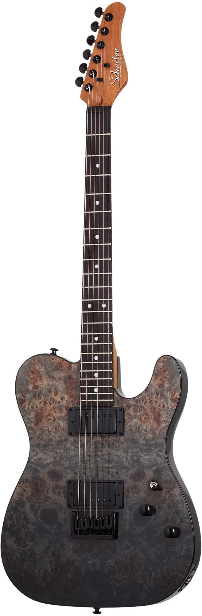 Schecter PT Standard Electric Guitar in Black Fade Burst Burl