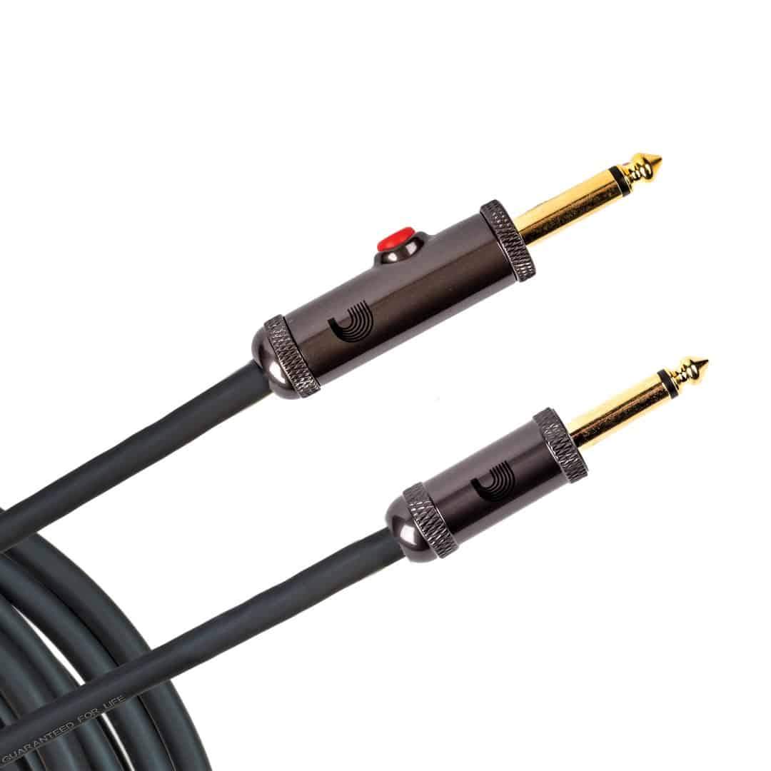 D'Addario Planet Waves 30' Circuit Breaker Straight Plug Latching Switch Instrument Cable in Black