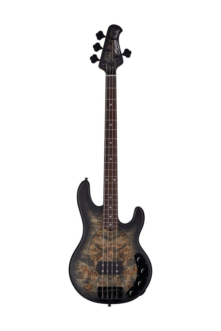 Sterling By Music Man Stingray 4 Poplar Burl Top in Trans Satin Black