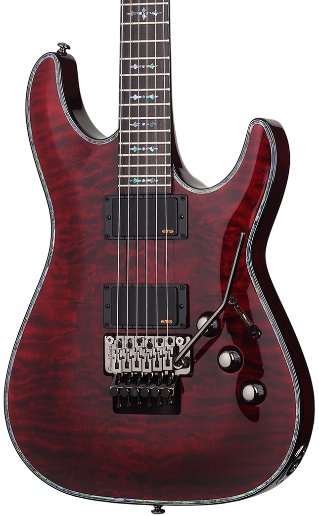 Schecter Hellraiser C-1 FR Model H-H Electric Guitar in Black Cherry