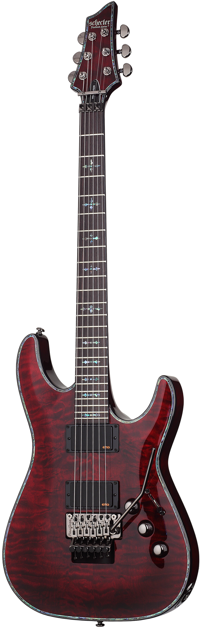 Schecter Hellraiser C-1 FR Model H-H Electric Guitar in Black Cherry