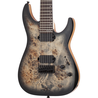 Schecter C-7 Pro 7 String Electric Guitar in Charcoal Burst