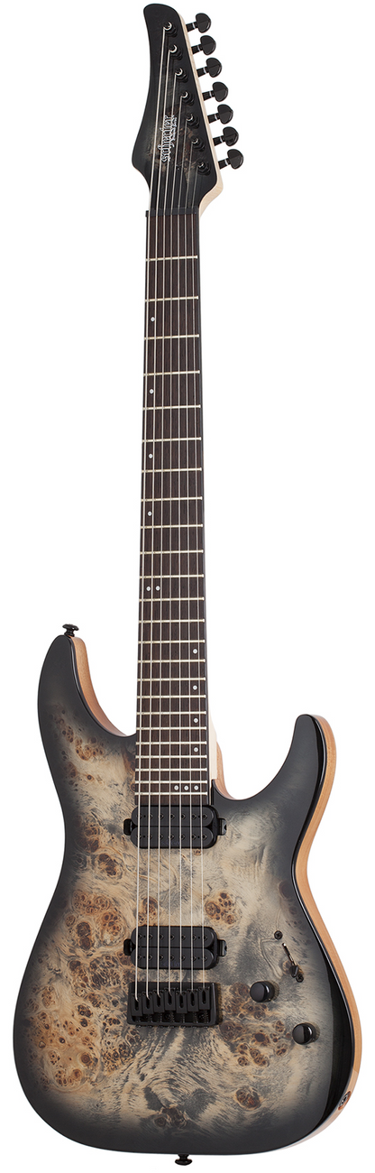 Schecter C-7 Pro 7 String Electric Guitar in Charcoal Burst