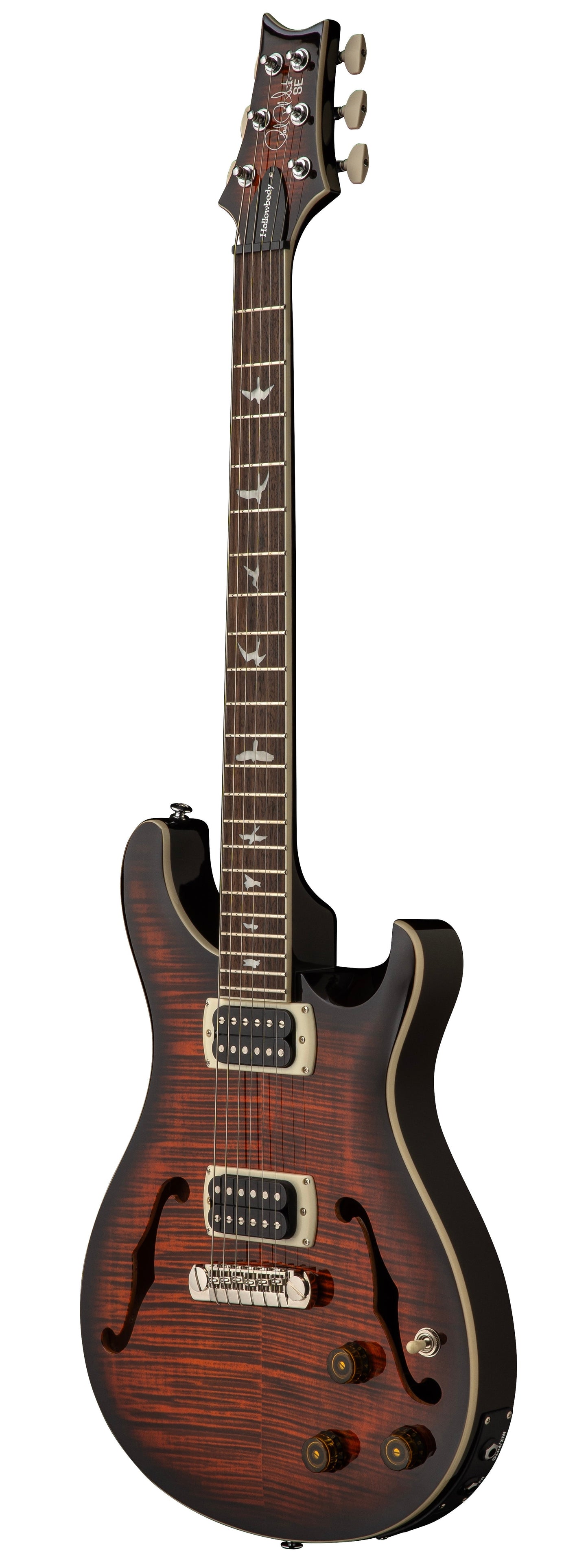 PRS SE Flatback Hollowbody I Piezo Electric Guitar in Orange Tiger Smokeburst