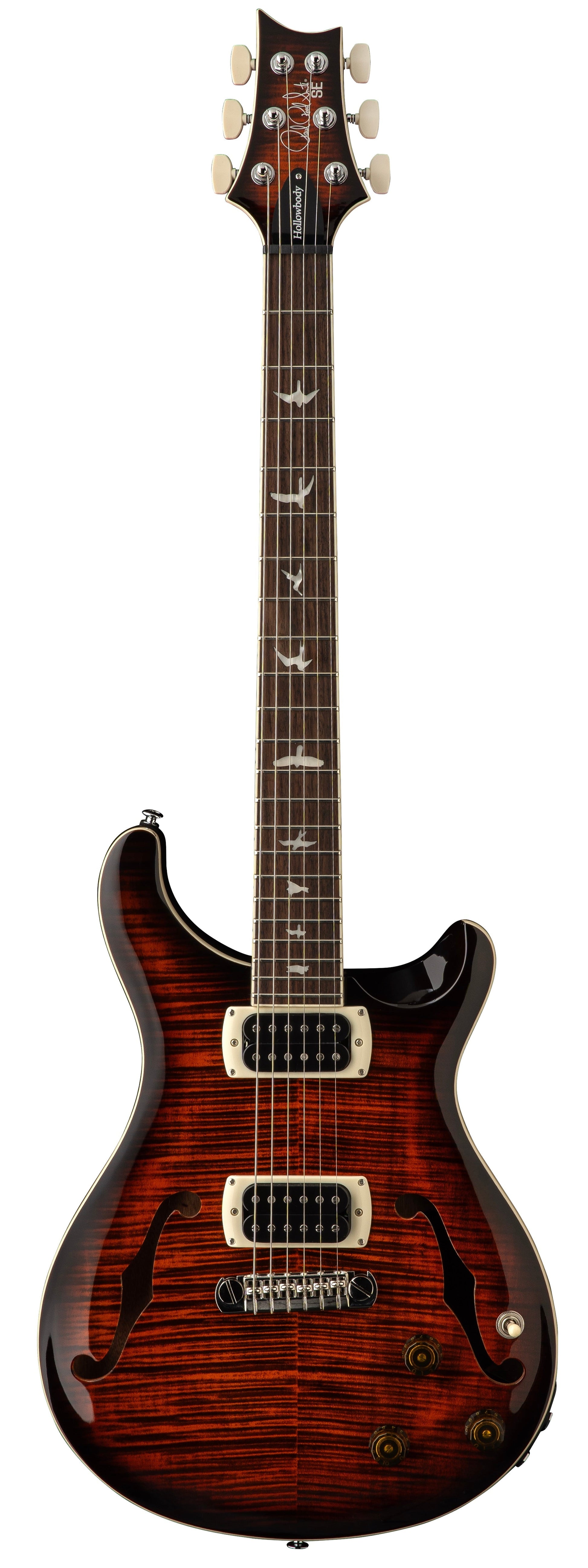 PRS SE Flatback Hollowbody I Piezo Electric Guitar in Orange Tiger Smokeburst