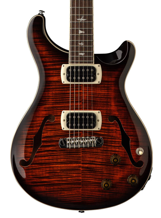 PRS SE Flatback Hollowbody I Piezo Electric Guitar in Orange Tiger Smokeburst