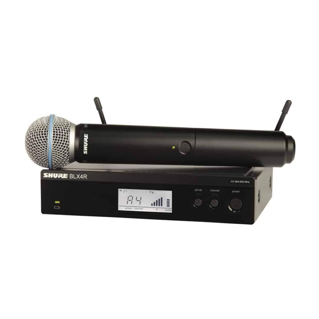Shure Wireless 1/2R Handheld System BLX2 Tx; BETA58 Mic; BLX4R Rx Auto Setup 614-638MHz