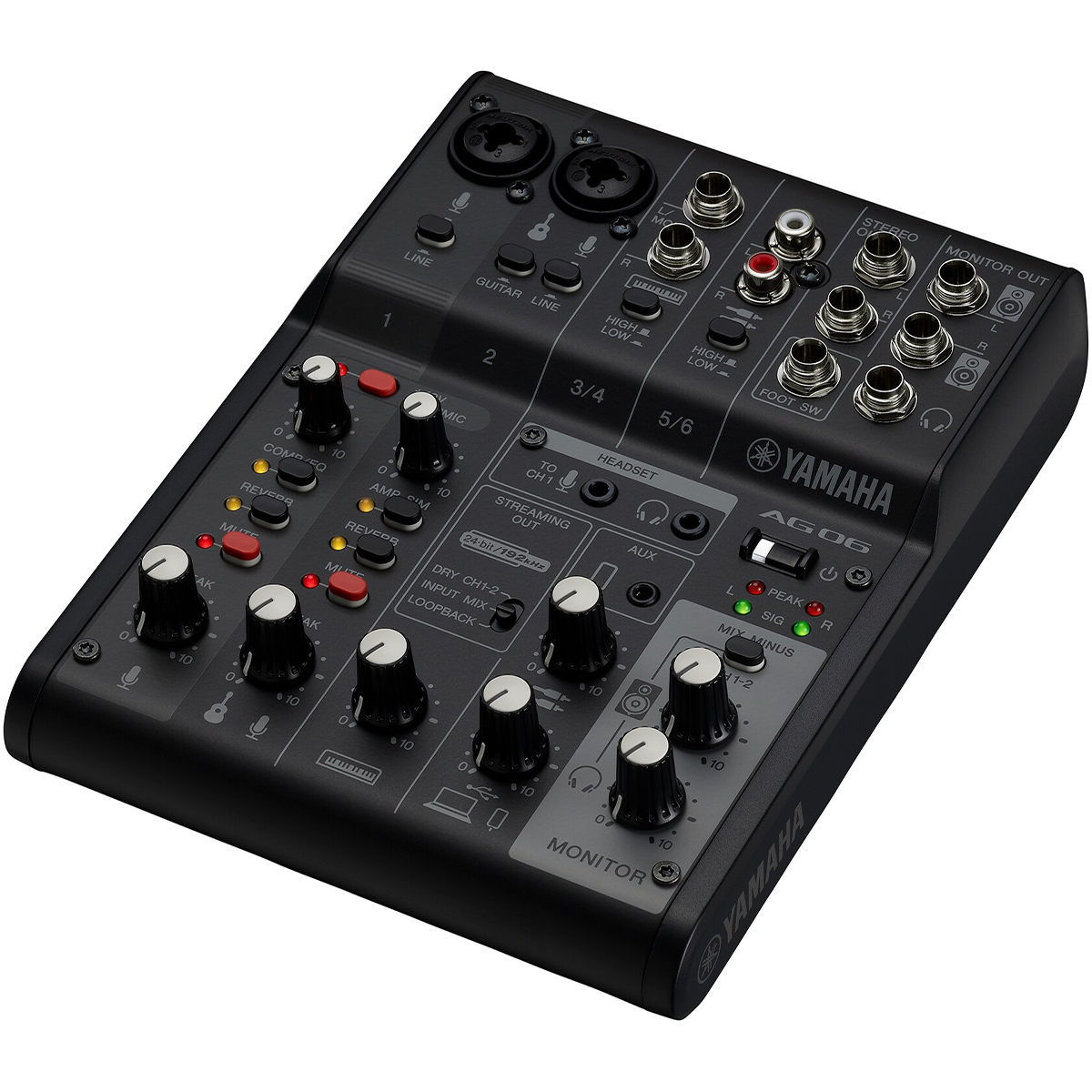 Yamaha AG06MK2B 6-Channel Live Streaming Mixer/USB Interface in Black
