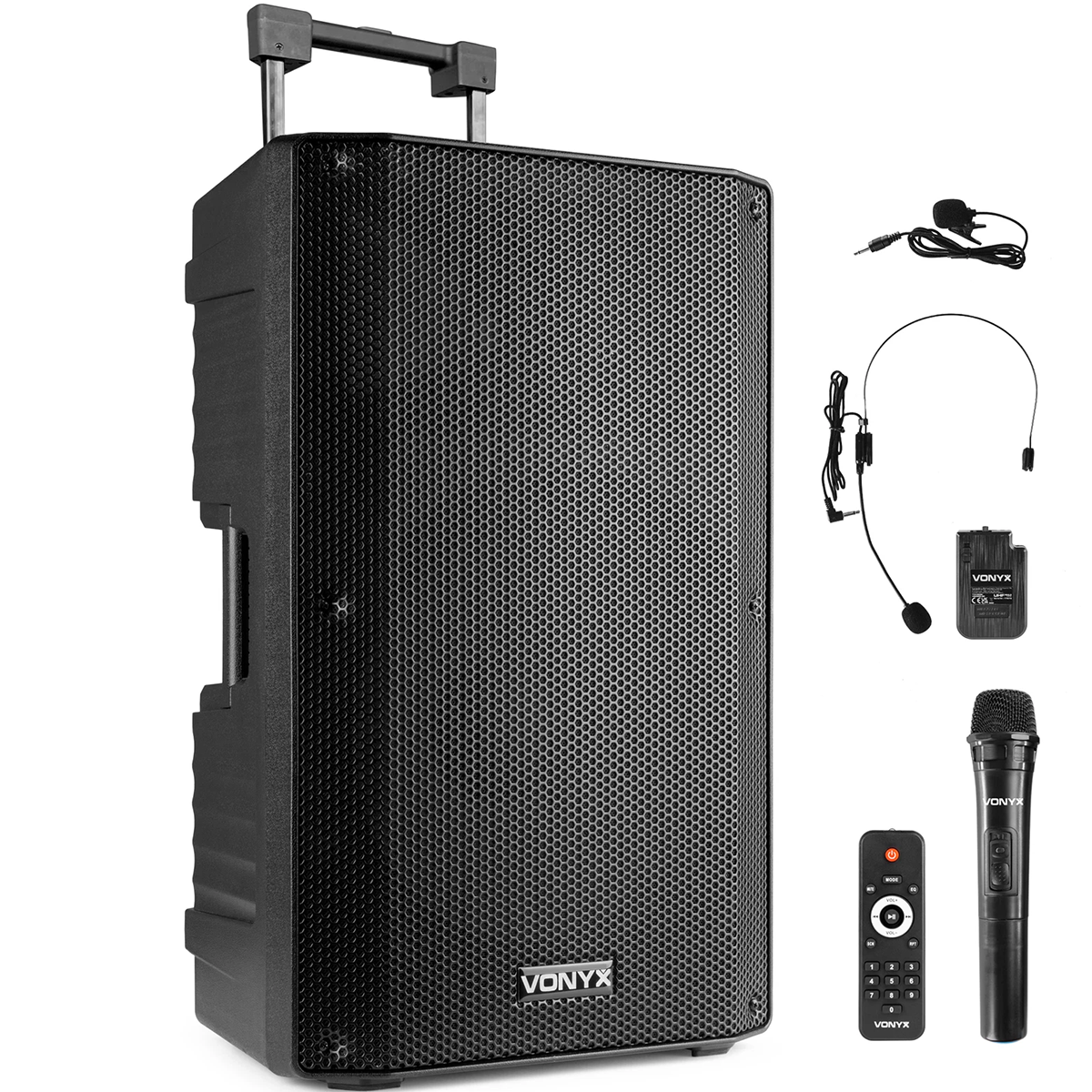 Vonyx VSA500-BP Portable PA Speaker with Wireless Headset and Handheld Mics