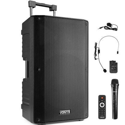 Vonyx VSA500-BP Portable PA Speaker with Wireless Headset and Handheld Mics