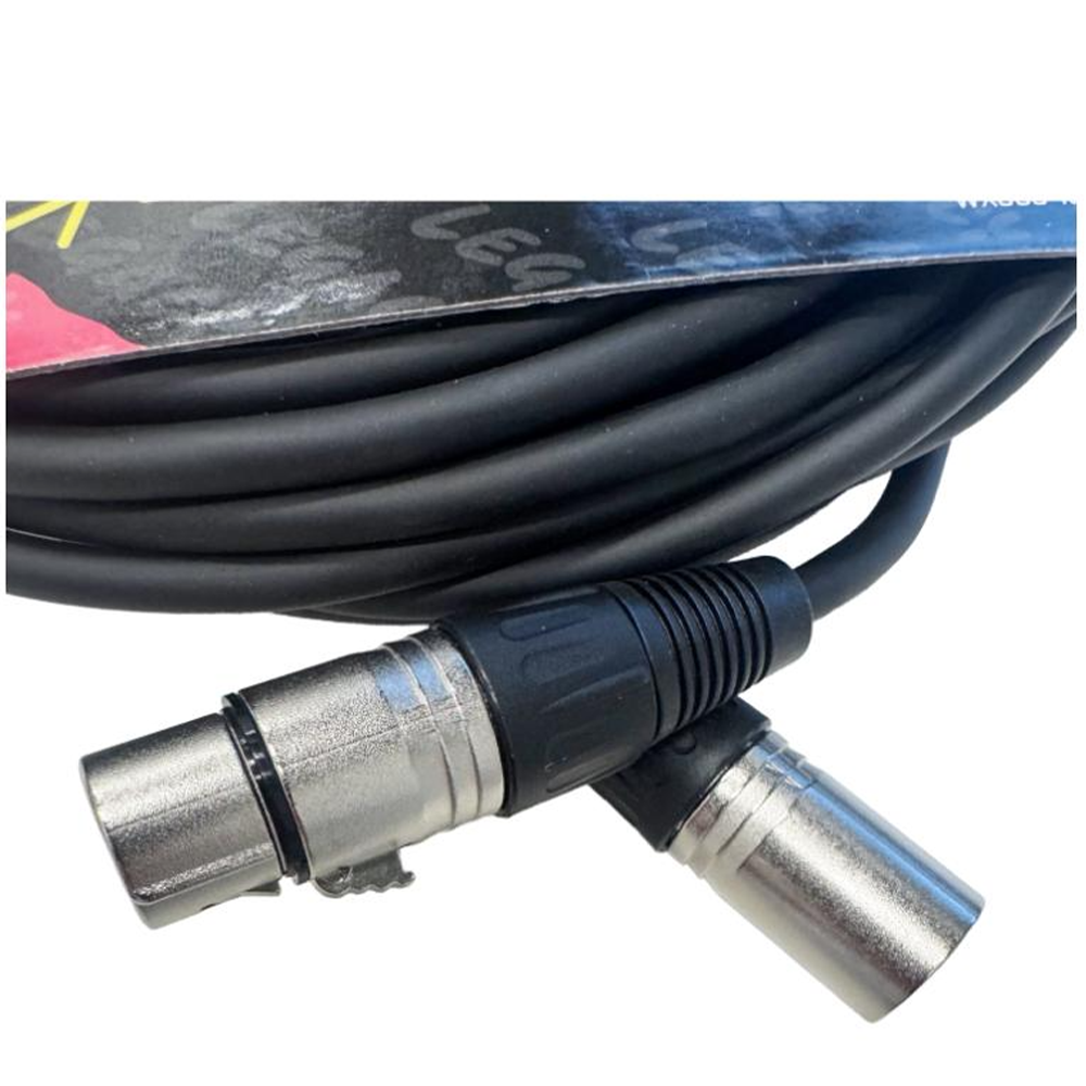 Legacy 6m XLRF to XLRM Microphone Cable, Chrome Connectors in Black