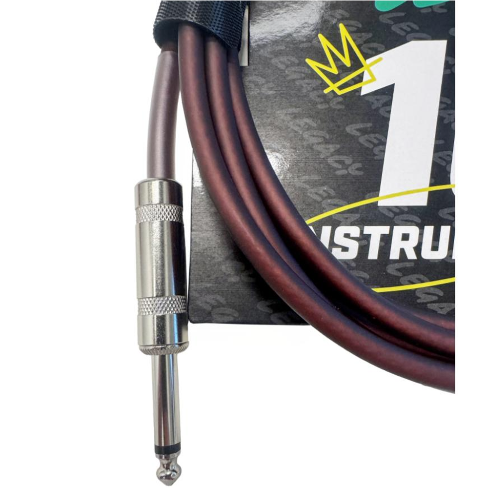 Legacy 3m Straight to Straight Guitar Cable, Chrome Connectors in Coffee Colour