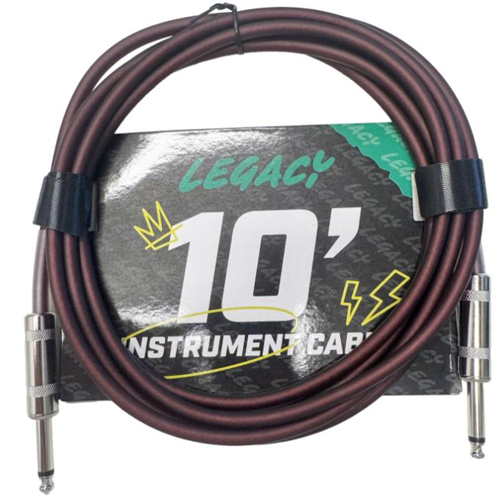 Legacy 3m Straight to Straight Guitar Cable, Chrome Connectors in Coffee Colour
