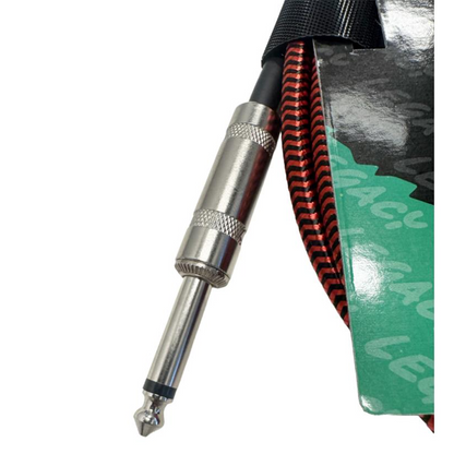 Legacy 6m Right Angle to Straight Braided Deluxe Guitar Cable, Chrome Connectors in Black and White