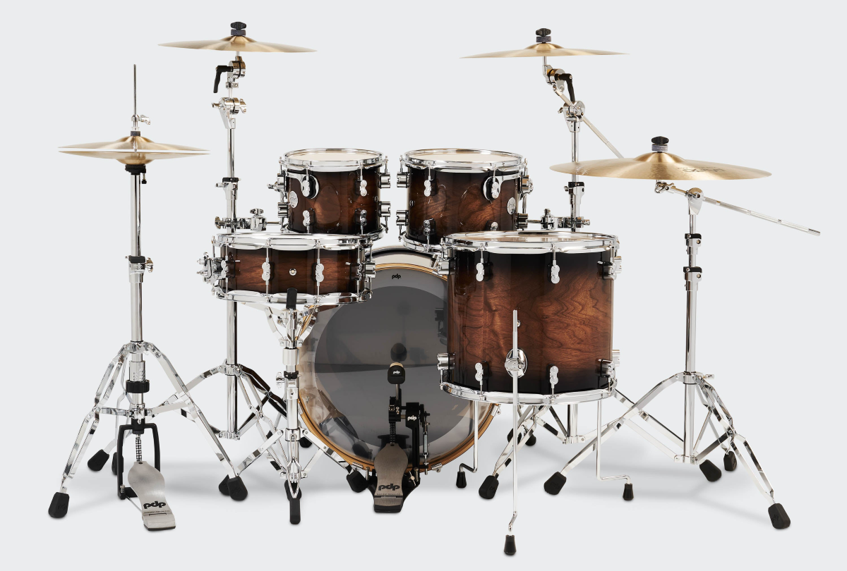 PDP Concept Maple Exotic 5 Piece Shell Pack in Walnut to Charcoal Burst