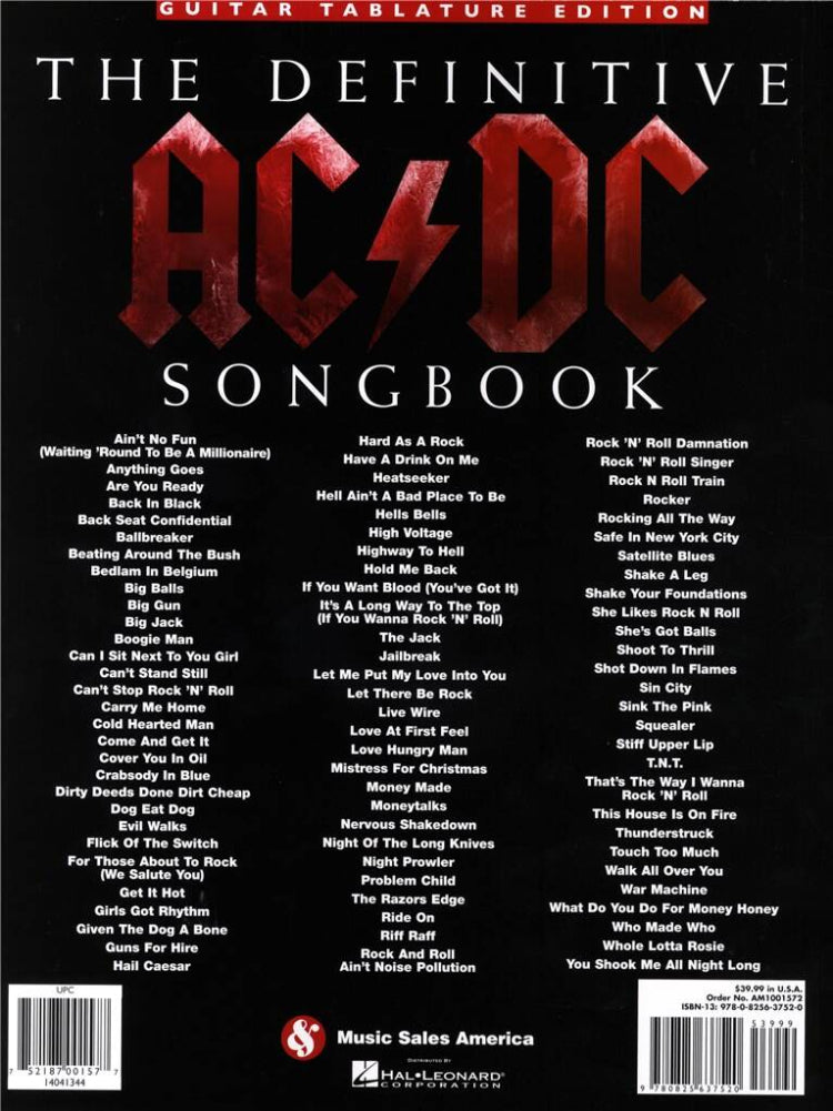 The Definitive AC/DC Songbook Updated Edition Guitar Tab