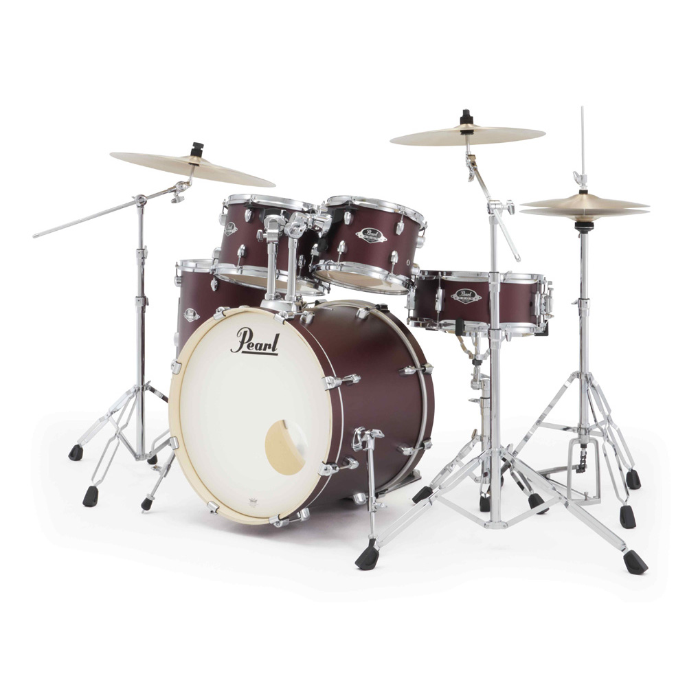 Pearl Export Plus 5-Piece Fusion Kit Drum Kit with Cymbal Pack in Satin Scarlet