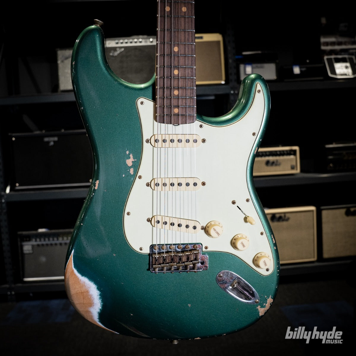Fender Custom Shop Limited Edition 1964 L-Series Stratocaster Heavy Relic Electric Guitar in Aged Sherwood Green Metallic