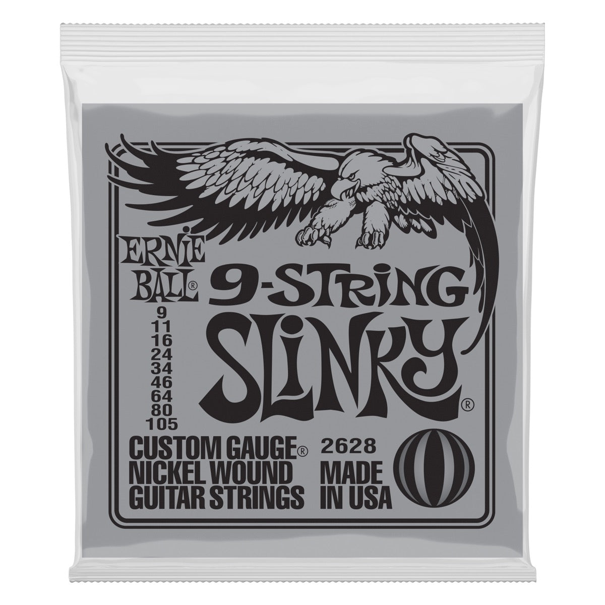 Ernie Ball Slinky Nickel Wound 9 String  Electric Guitar Strings 9-105 Gauge