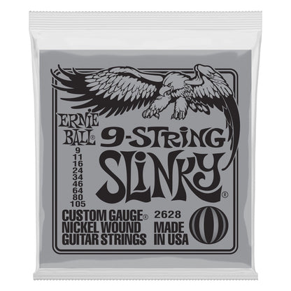 Ernie Ball Slinky Nickel Wound 9 String  Electric Guitar Strings 9-105 Gauge