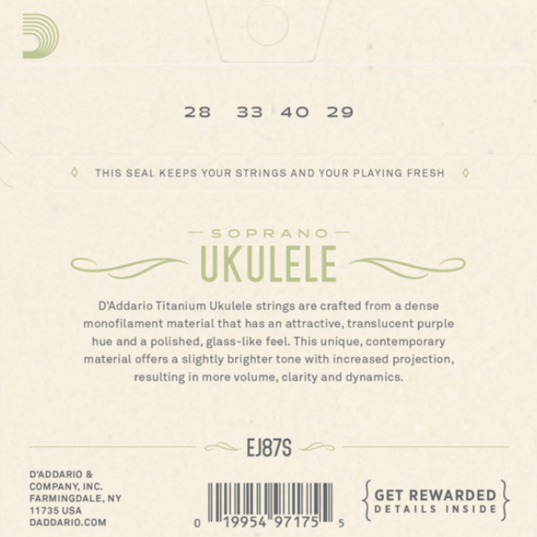 DAddario EJ87S Titanium Soprano Ukulele Strings