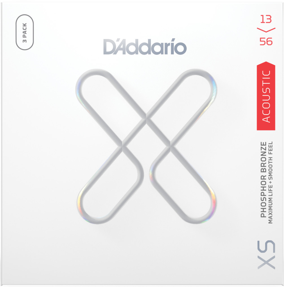 D'Addario XS 80/20 Bronze Medium Coated Acoustic Guitar Strings 3 Pack 13-56 Gauge