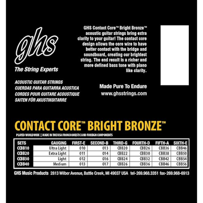 GHS CCBB20 CC Bright Bronze Acoustic Guitar String 11-50 Gauge