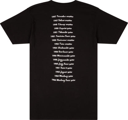 Fender® Logo Dateback S Size T-Shirt in Black