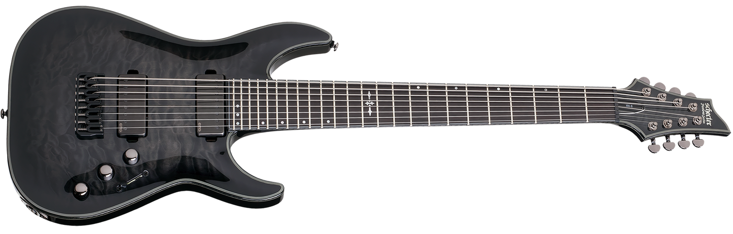 Schecter Hellraiser Hybrid C 8 8 String in Trans Black Burst