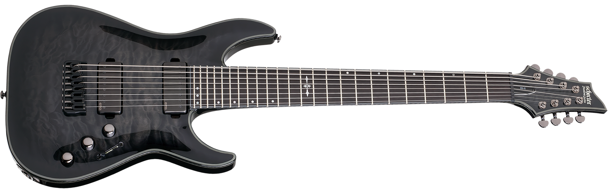Schecter Hellraiser Hybrid C 8 8 String in Trans Black Burst