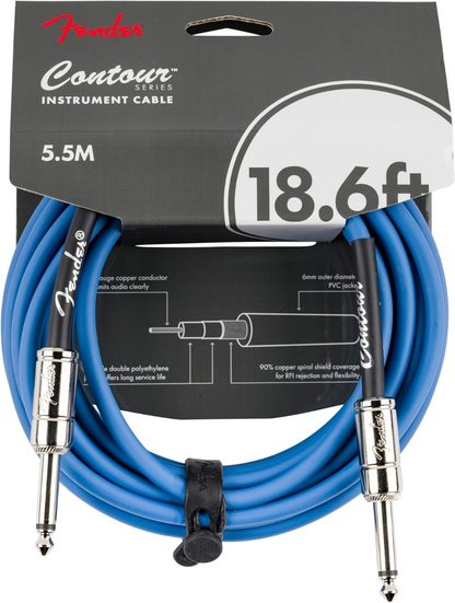 Fender Contour 18.6' Instrument Cable in Lake Placid Blue