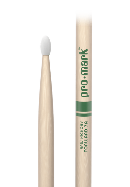 Promark Forward 7A Raw Hickory Nylon Tip Natural Drumsticks