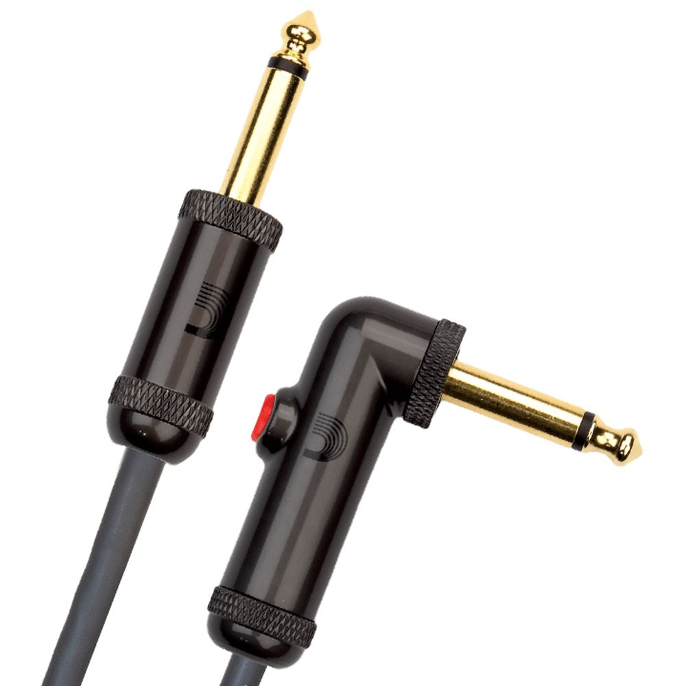 D'Addario Planet Waves 10' Circuit Breaker Instrument  Right Angle Plug  Latching Switch Cable in Black