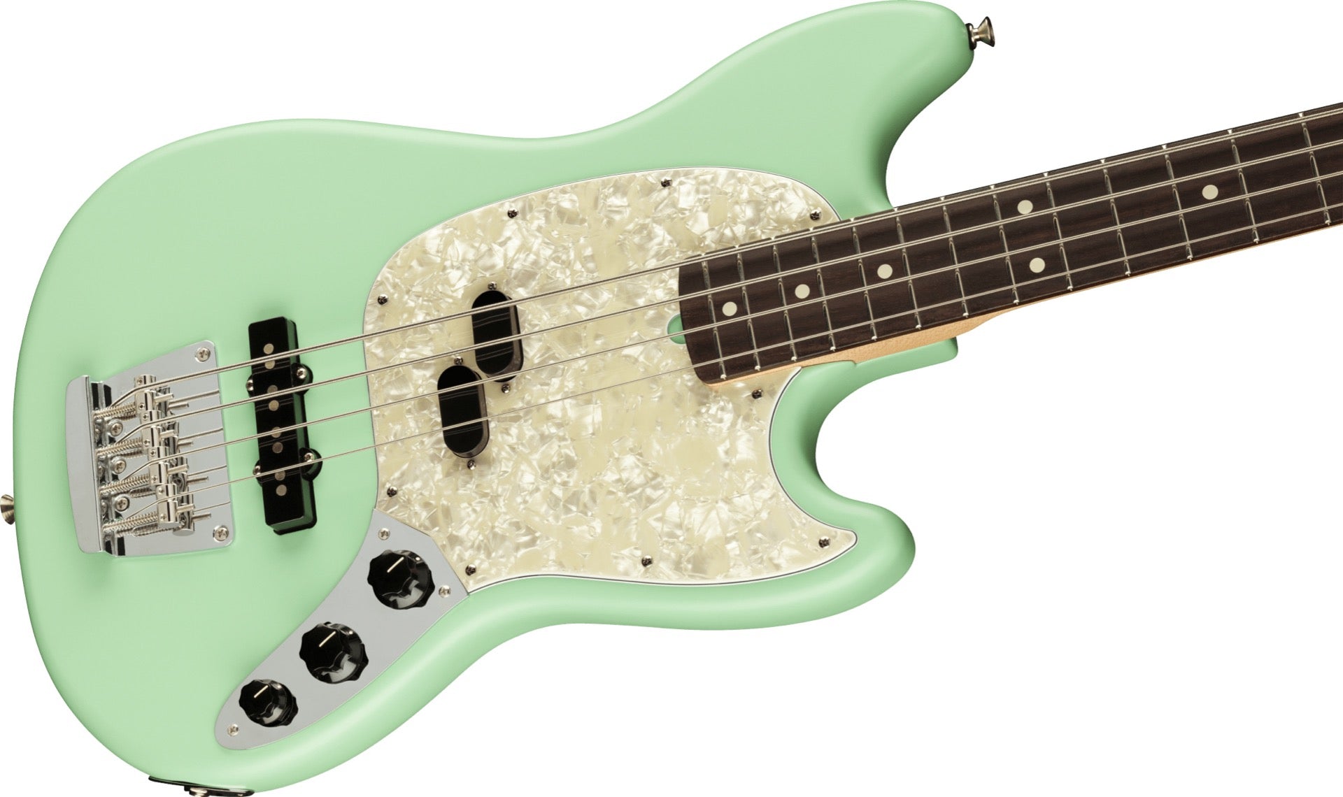 Fender American Performer Mustang Bass, Rosewood Fingerboard in Satin Surf Green