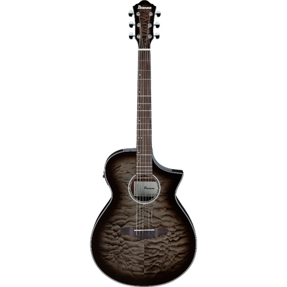Ibanez AEWC16QA Acoustic Guitar in Transparent Black Sunburst High Gloss top, Dark Brown High Gloss back and sides
